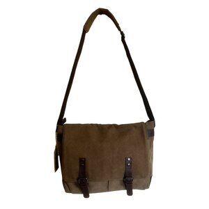 Old School Styled Traditional Waxed Canvas Messenger Bag Adjustable Strap NWT